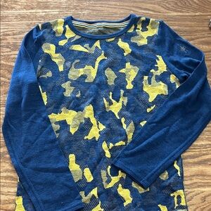 Smartwool Kids Blue and Yellow Camo Long Sleeve